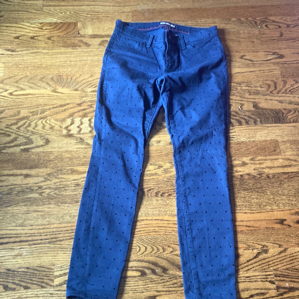 Dark blue jeans with black star pattern